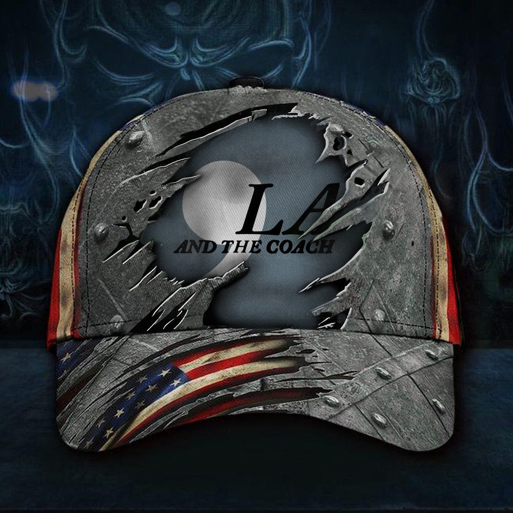 ,La Comma La And The Coach Hat Vote For Harris Walz Supporters Hat Old Retro Cap